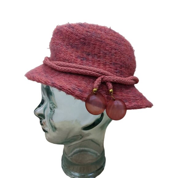 Vintage Jeffrey Lawrence Bentley Hat Wool Blend Italian Pink Slow Fashion - Picture 1 of 9